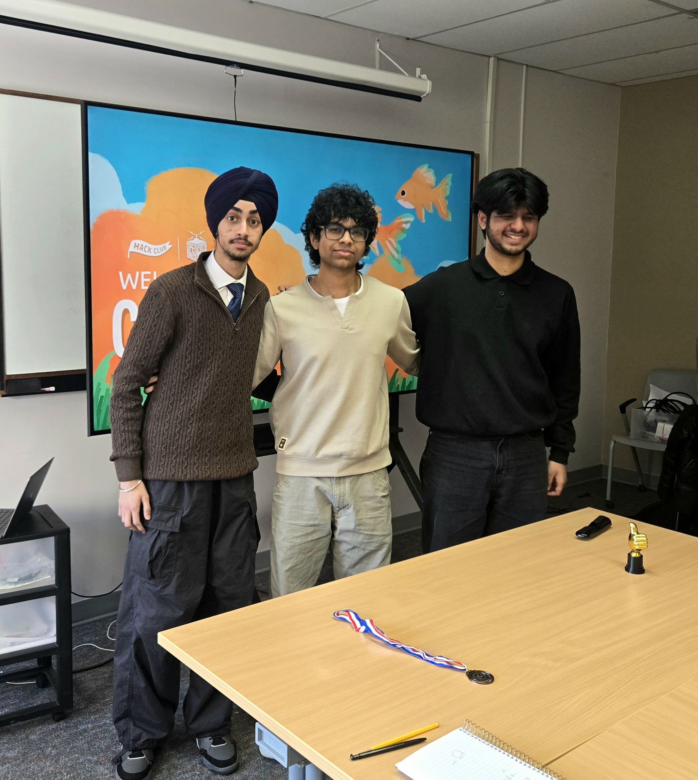 Students presenting a platformer game they built